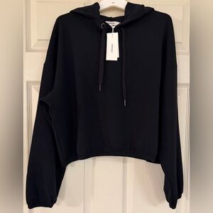 NWT Spanx Air Essentials Cropped Hoodie Very Black Large